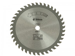 Circular Saw Blade 184 x 16mm x 40T Fine Cross Cut